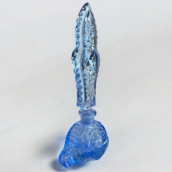 Art Deco Sapphire Czech Crystal Perfume Bottle - Picture 7 of 16